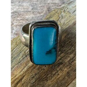 Vintage Sterling Silver Turquoise Ring Size 8